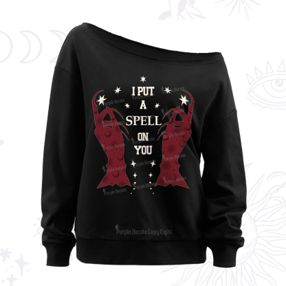 Purplehecate I Put A Spell On You Off The Shoulder Sweatshirt