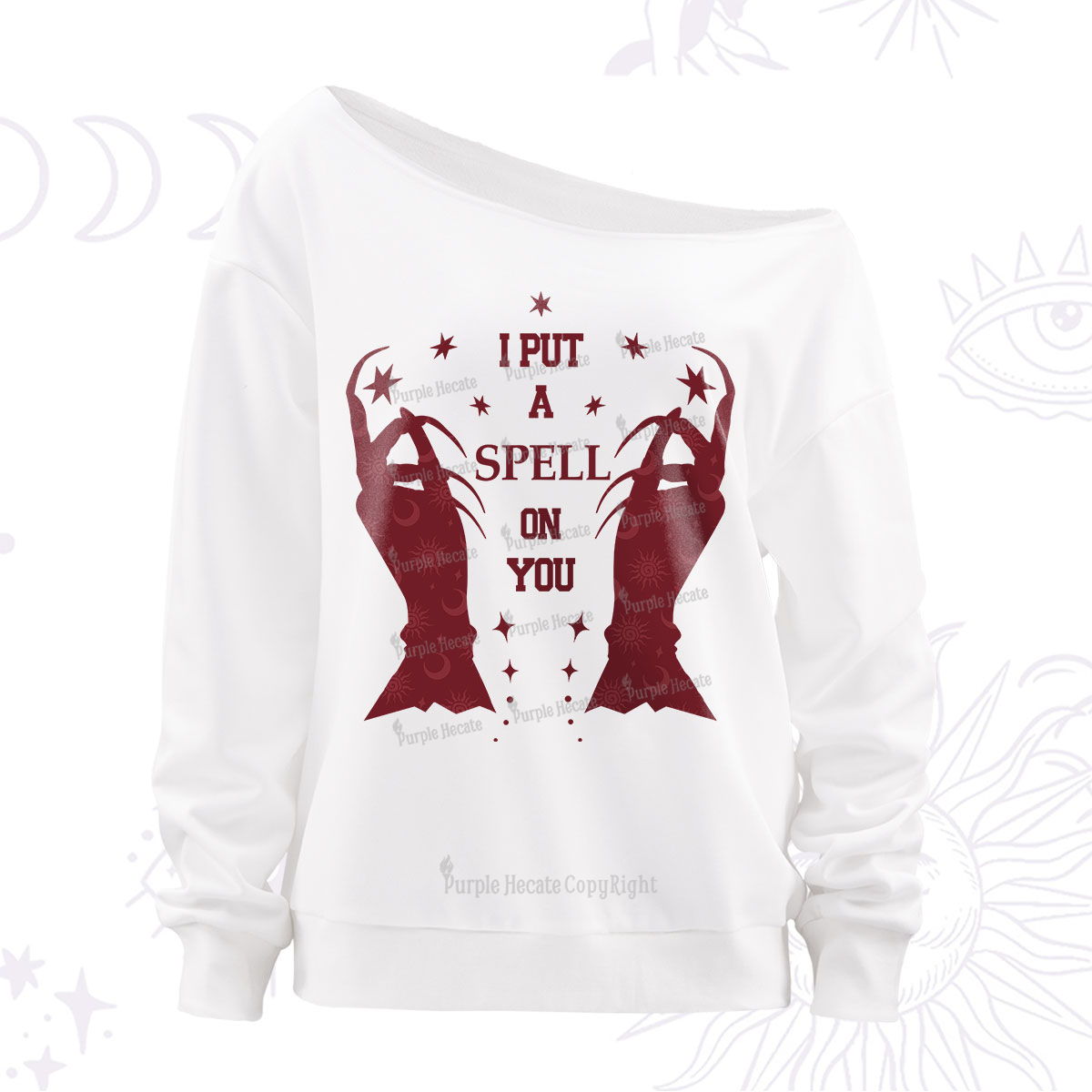 Purplehecate I Put A Spell On You Off The Shoulder Sweatshirt