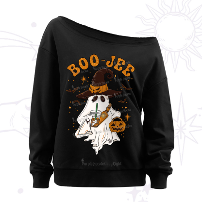 Purplehecate Boo Jee Halloween Off The Shoulder Sweatshirt