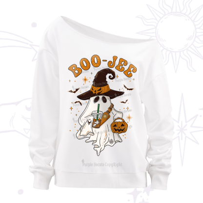 Purplehecate Boo Jee Halloween Off The Shoulder Sweatshirt