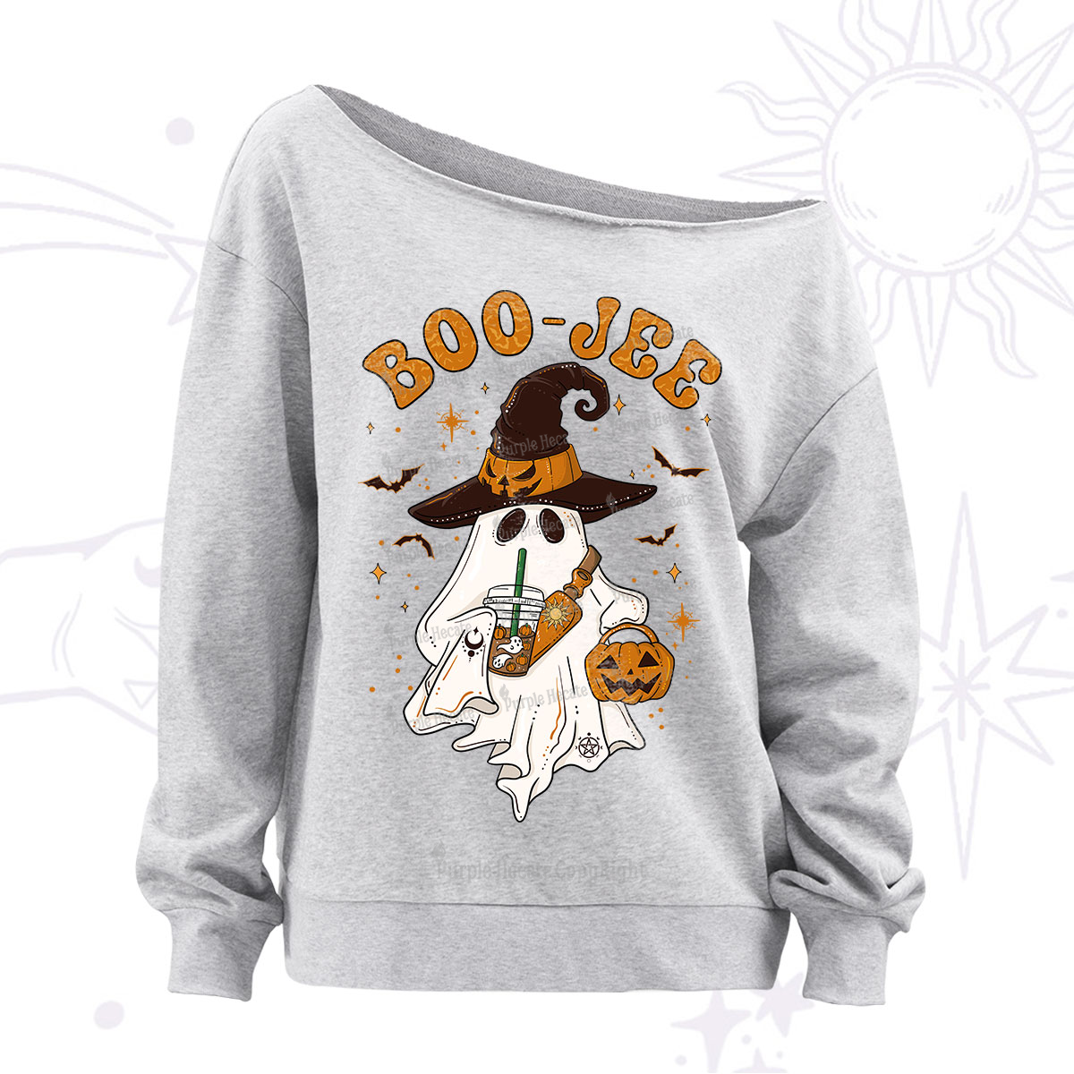 Purplehecate Boo Jee Halloween Off The Shoulder Sweatshirt