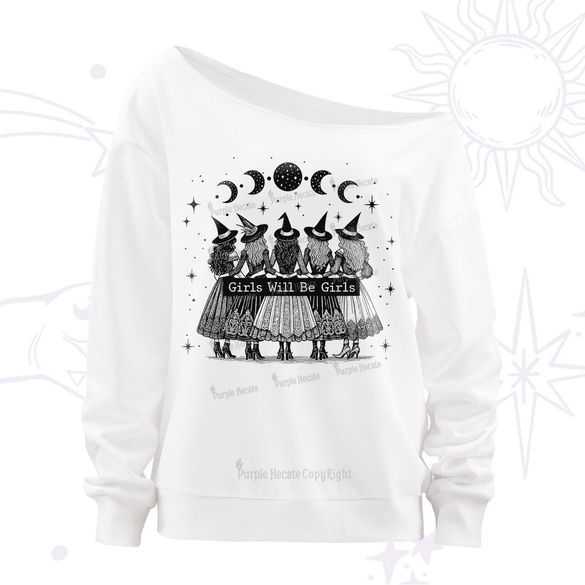 Purplehecate Girls Will Be Girls Witch Power Off The Shoulder Sweatshirt