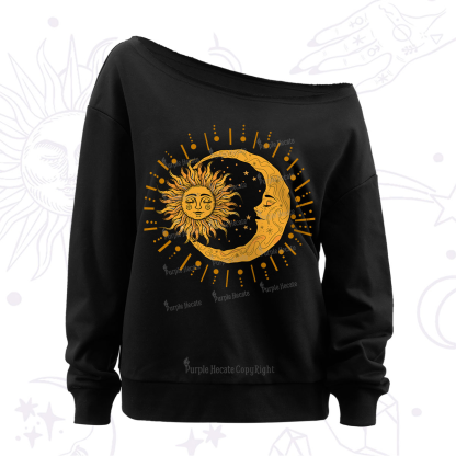 Purplehecate Solar & Lunar Spirit Off The Shoulder Sweatshirt