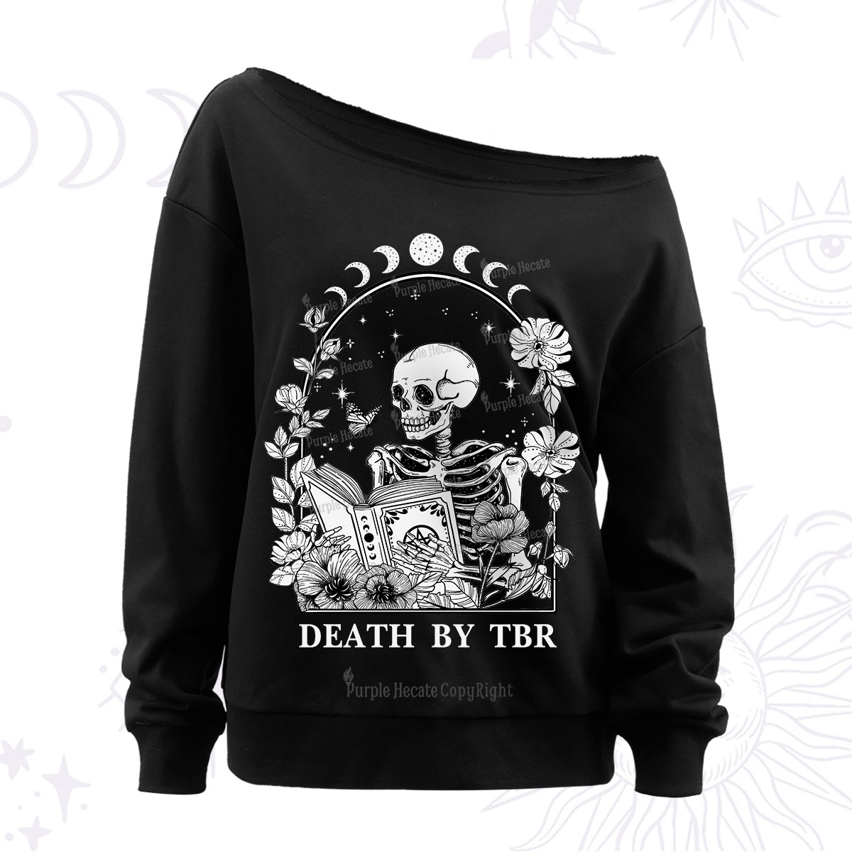 Purplehecate Death By TBR Off The Shoulder Sweatshirt
