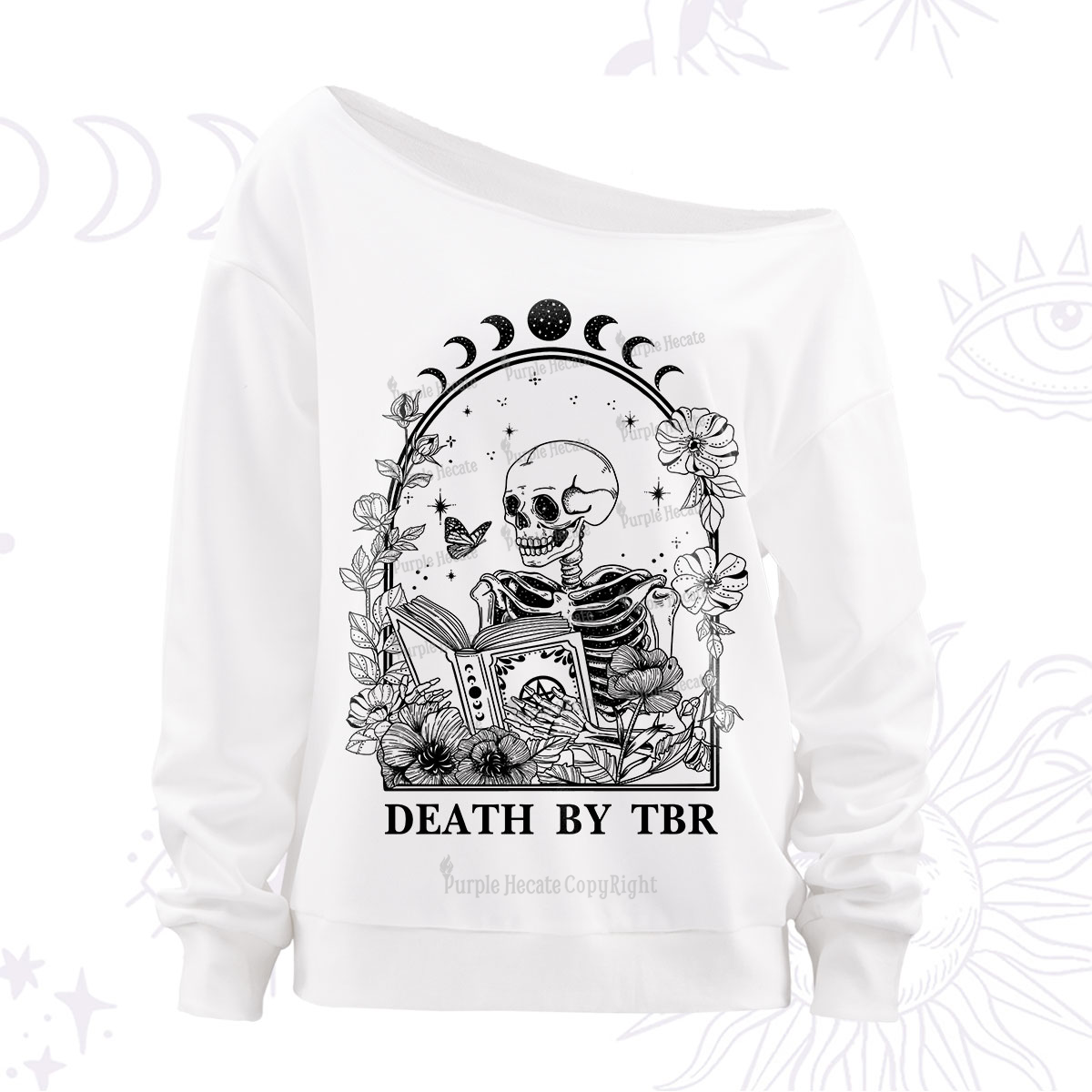 Purplehecate Death By TBR Off The Shoulder Sweatshirt