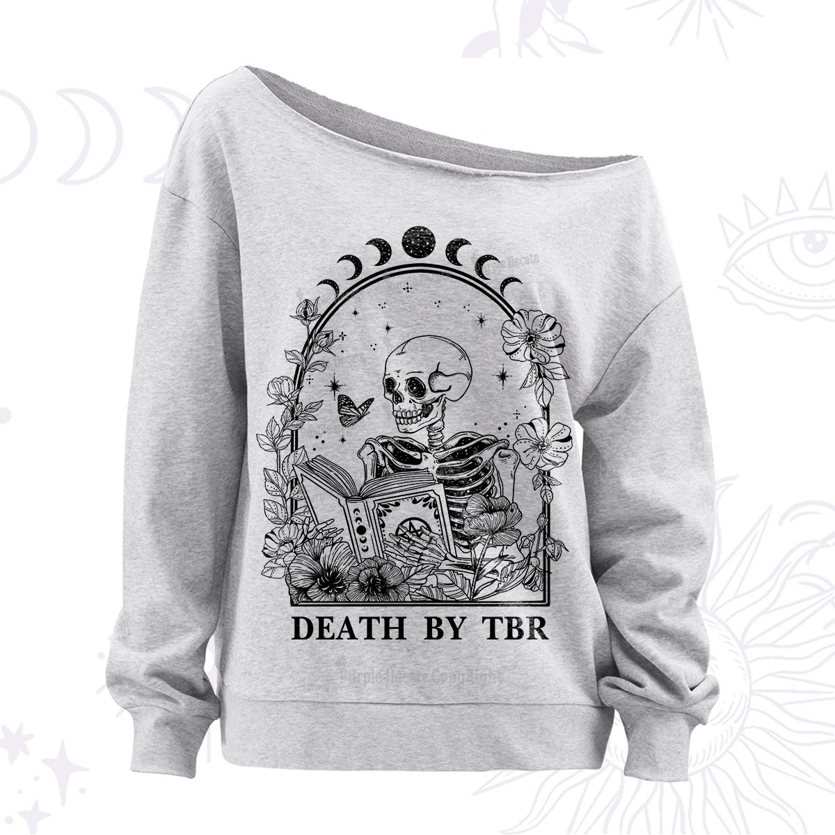 Purplehecate Death By TBR Off The Shoulder Sweatshirt
