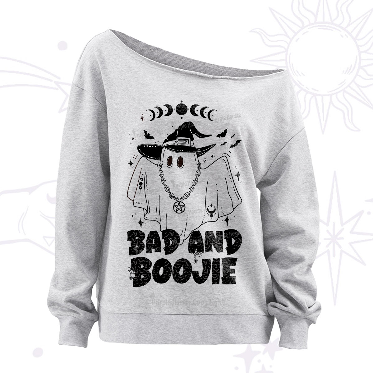 Purplehecate Bad and Boo Jee Halloween Off The Shoulder Sweatshirt