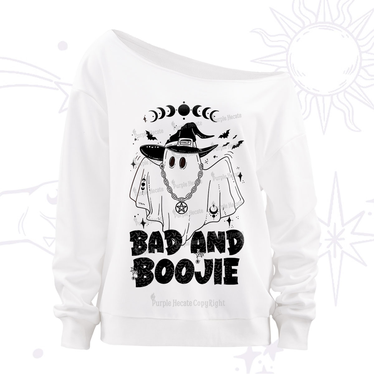 Purplehecate Bad and Boo Jee Halloween Off The Shoulder Sweatshirt