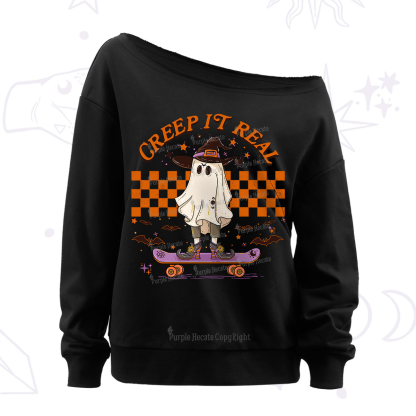 Purplehecate Creep It Real Halloween Off The Shoulder Sweatshirt