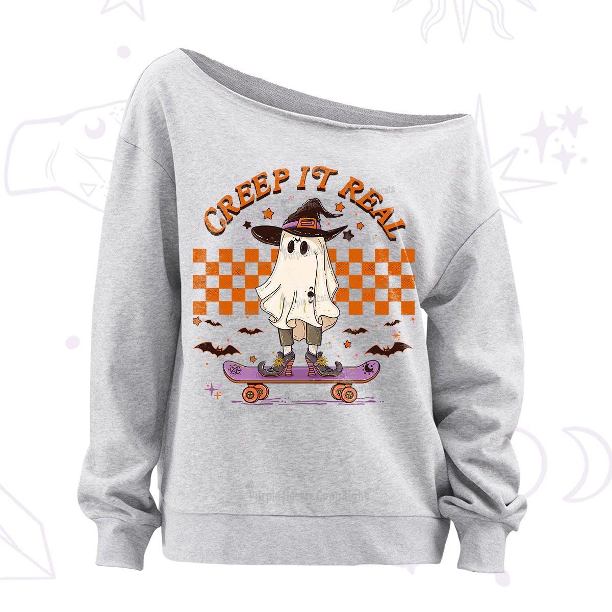 Purplehecate Creep It Real Halloween Off The Shoulder Sweatshirt