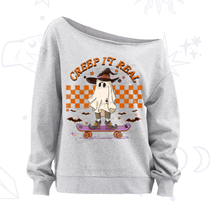 Purplehecate Creep It Real Halloween Off The Shoulder Sweatshirt