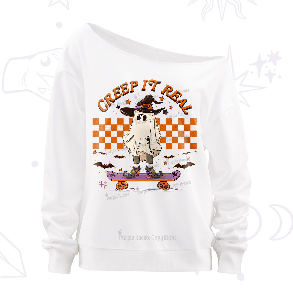 Purplehecate Creep It Real Halloween Off The Shoulder Sweatshirt