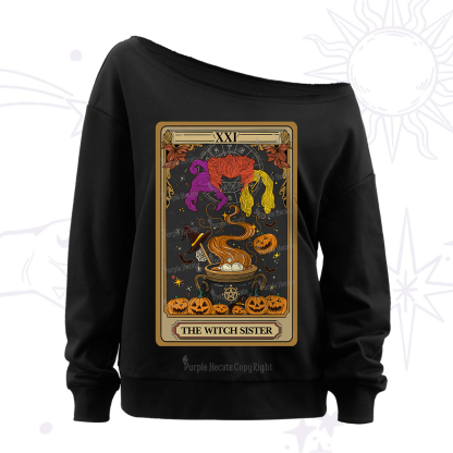 Purplehecate The Witch Sister Tarot Halloween Off The Shoulder Sweatshirt