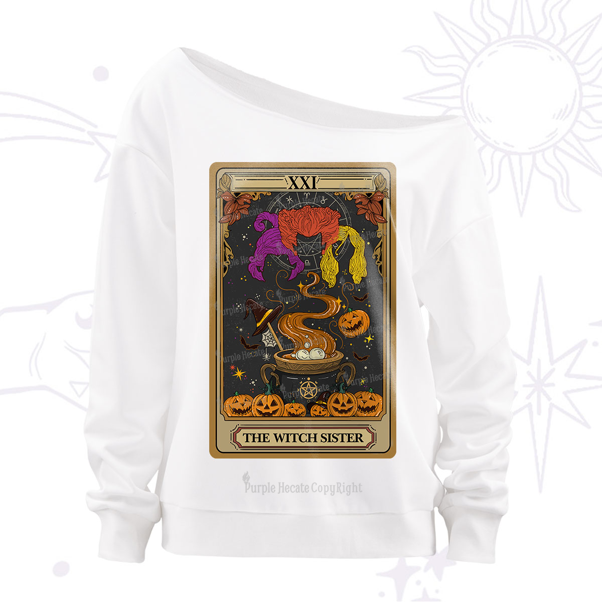 Purplehecate The Witch Sister Tarot Halloween Off The Shoulder Sweatshirt