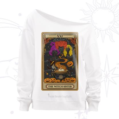 Purplehecate The Witch Sister Tarot Halloween Off The Shoulder Sweatshirt