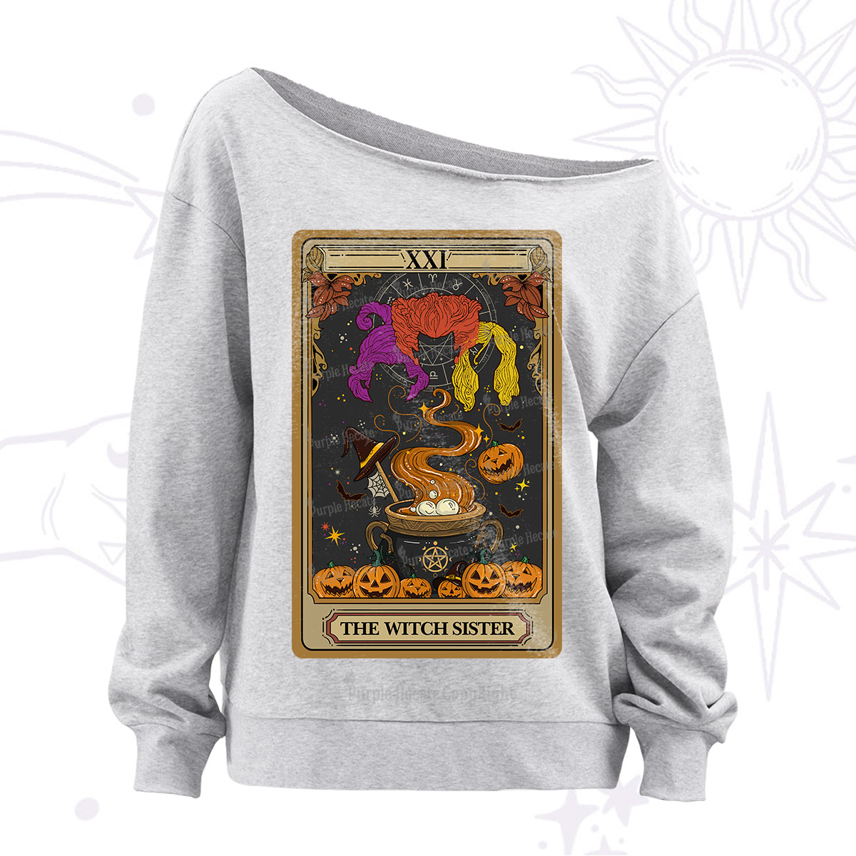 Purplehecate The Witch Sister Tarot Halloween Off The Shoulder Sweatshirt