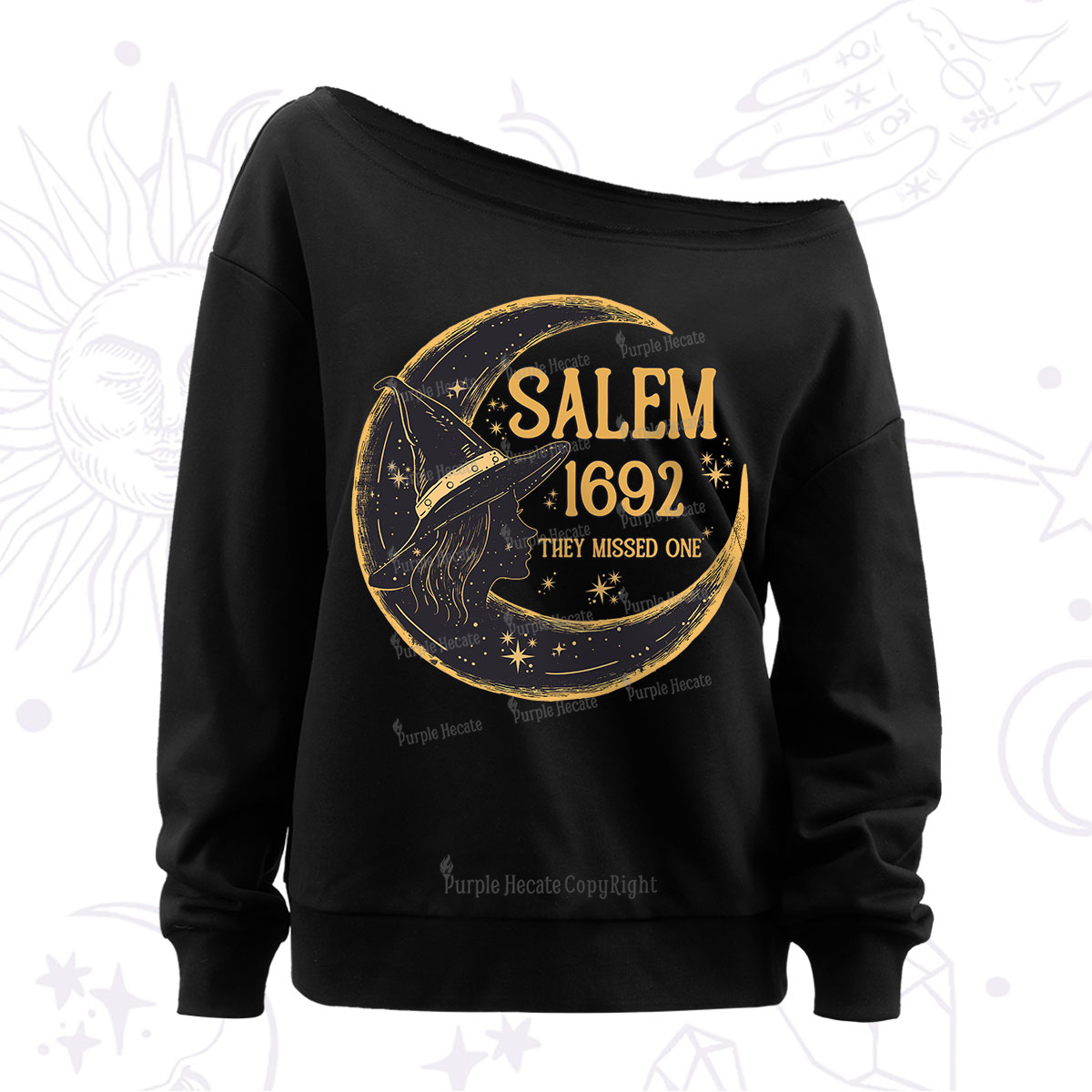 Purplehecate 1692 Salem Witch Off The Shoulder Sweatshirt