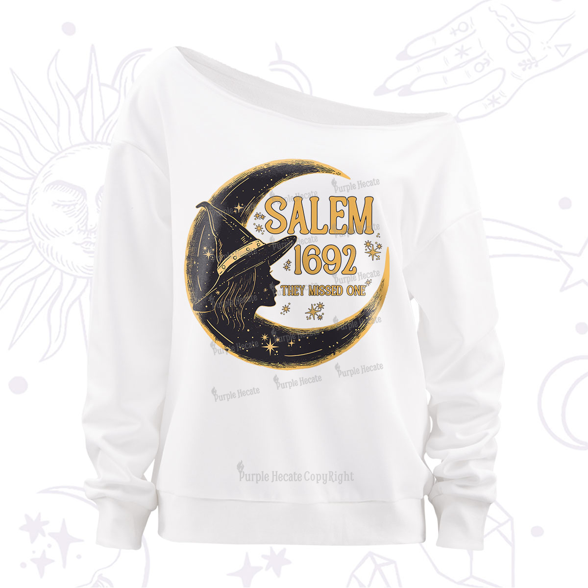 Purplehecate 1692 Salem Witch Off The Shoulder Sweatshirt