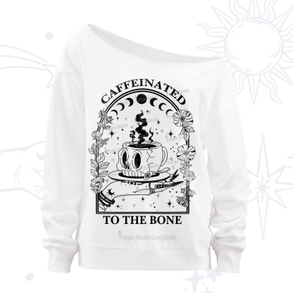 Purplehecate Caffeinated To The Bone Off The Shoulder Sweatshirt