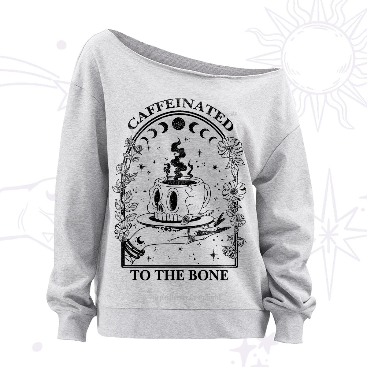 Purplehecate Caffeinated To The Bone Off The Shoulder Sweatshirt