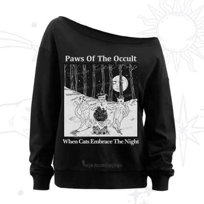 Purplehecate Witchy Cats Off The Shoulder Sweatshirt