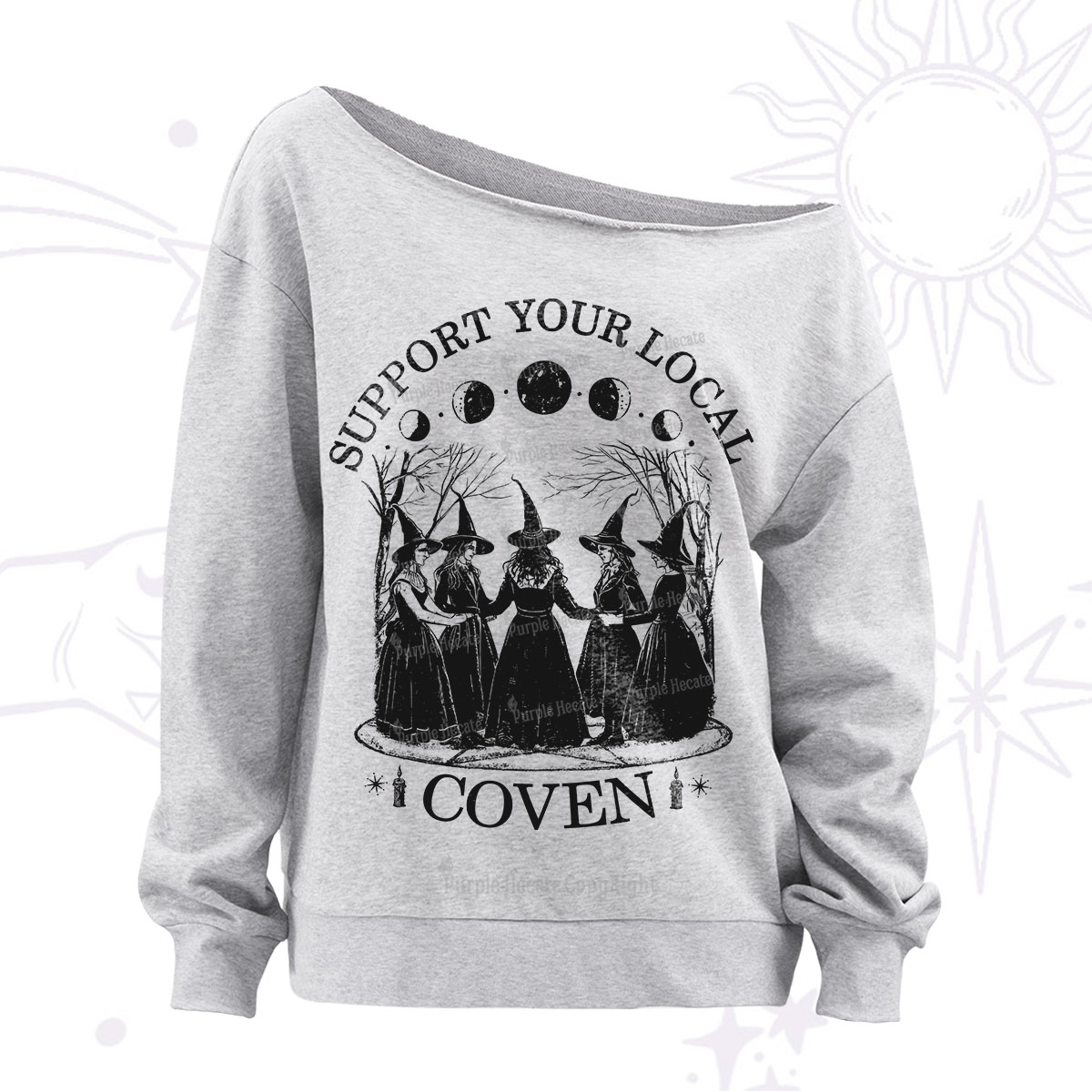 Purplehecate Support Your Local Coven Off The Shoulder Sweatshirt