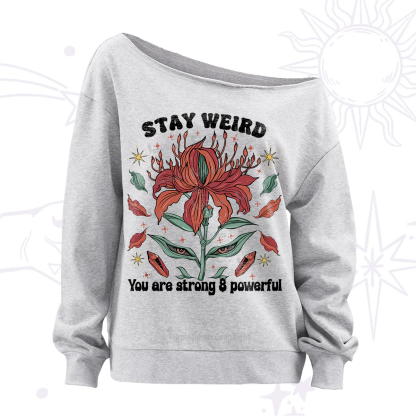 Purplehecate Stay Weird Floral Off The Shoulder Sweatshirt
