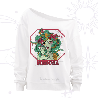 Purplehecate The Greek Goddess Medusa Off The Shoulder Sweatshirt