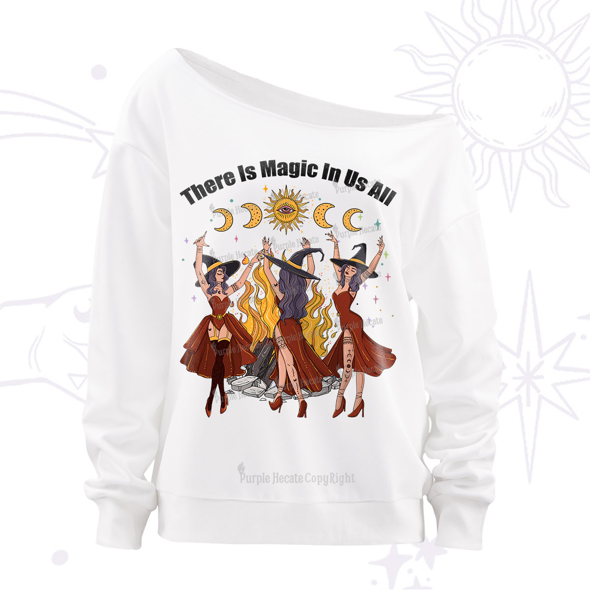 Purplehecate There Is Magic In Us All Off The Shoulder Sweatshirt