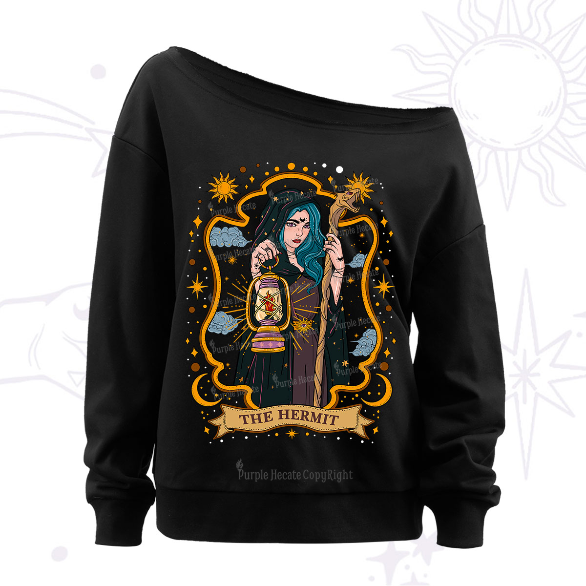 Purplehecate The Hermit Goddess Off The Shoulder Sweatshirt