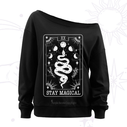 Purplehecate The Stay Magical Tarot Off The Shoulder Sweatshirt