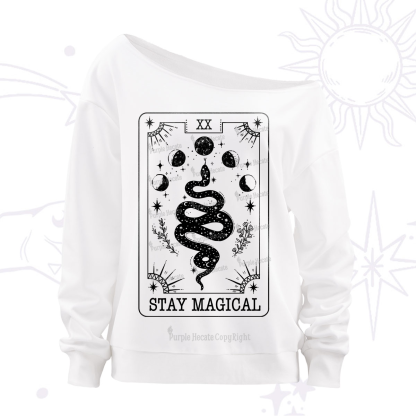 Purplehecate The Stay Magical Tarot Off The Shoulder Sweatshirt