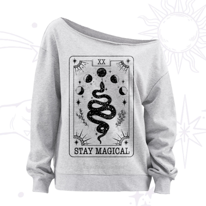 Purplehecate The Stay Magical Tarot Off The Shoulder Sweatshirt