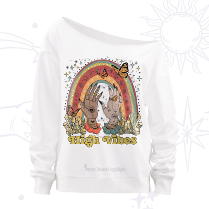Purplehecate High Vibes Off The Shoulder Sweatshirt