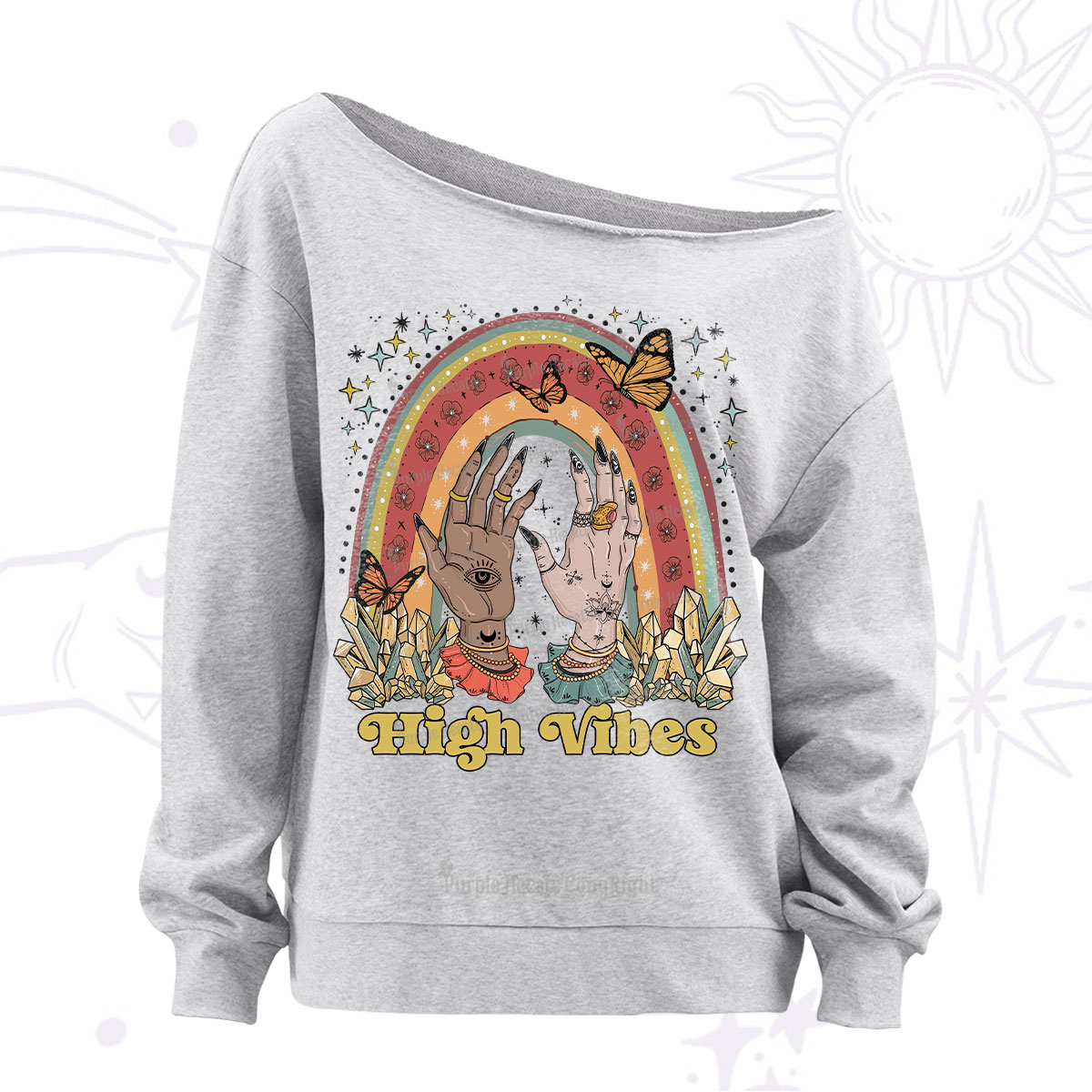 Purplehecate High Vibes Off The Shoulder Sweatshirt