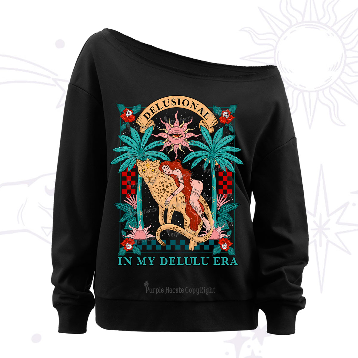 Purplehecate In My Delulu Era Off The Shoulder Sweatshirt