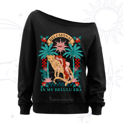 Purplehecate In My Delulu Era Off The Shoulder Sweatshirt