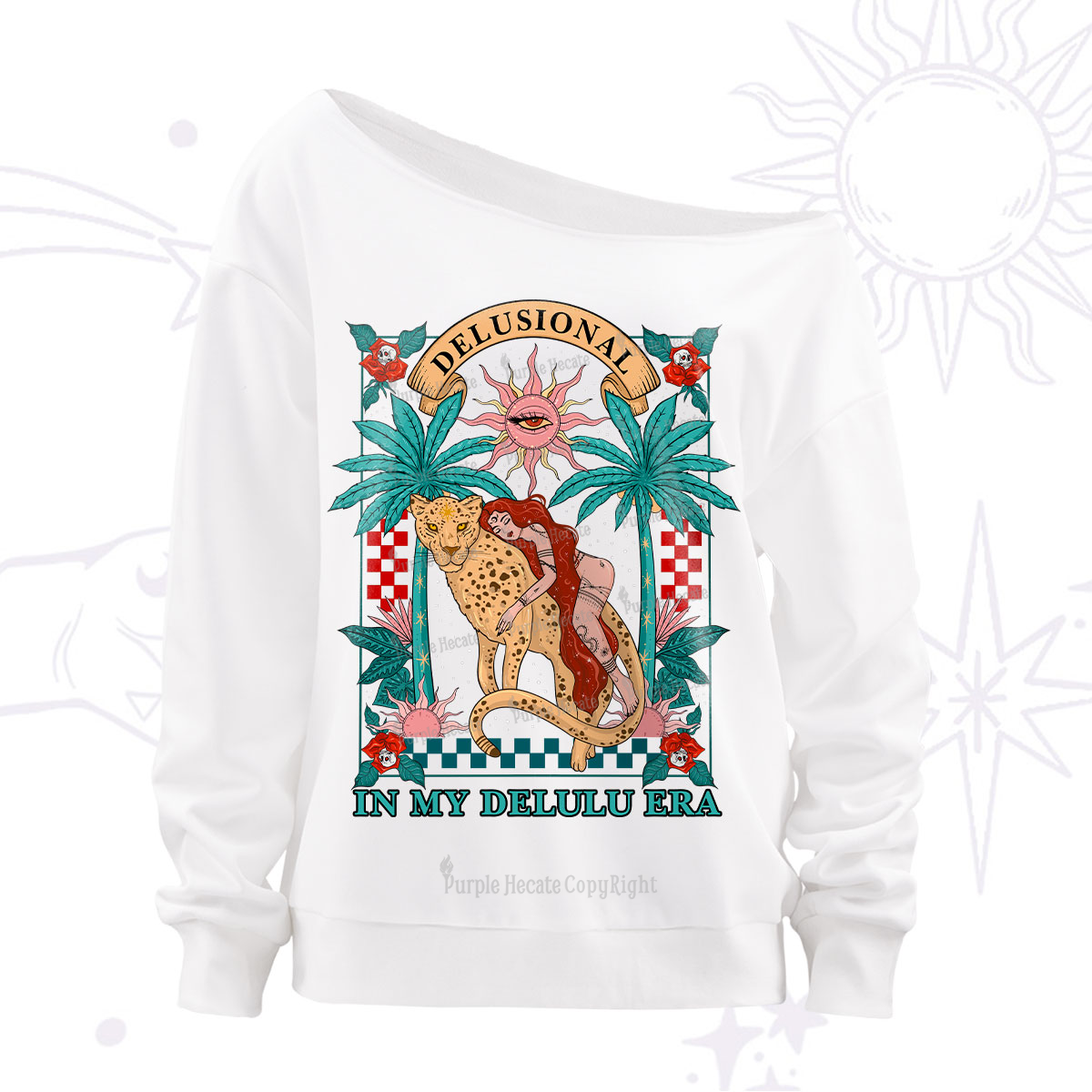 Purplehecate In My Delulu Era Off The Shoulder Sweatshirt