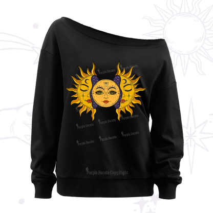 Purplehecate Celestial Twin Suns Off The Shoulder Sweatshirt