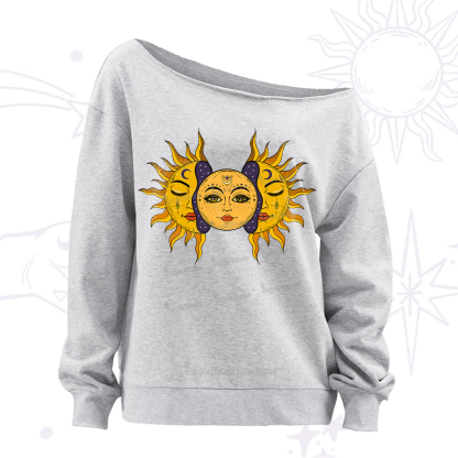 Purplehecate Celestial Twin Suns Off The Shoulder Sweatshirt