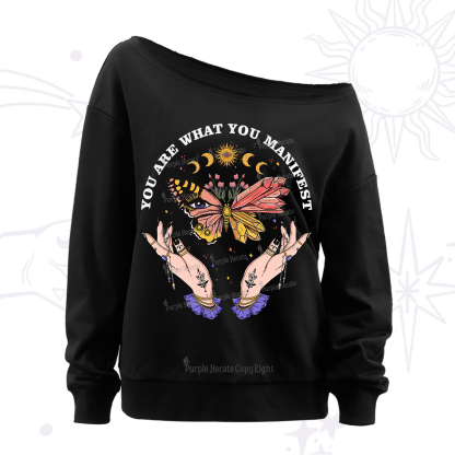 Purplehecate You Are What You Manifest Off The Shoulder Sweatshirt