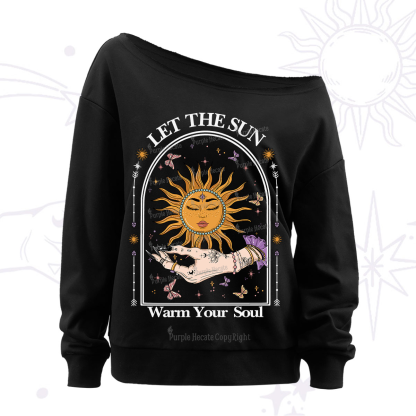 Purplehecate Let The Sun Warm Your Soul Off The Shoulder Sweatshirt