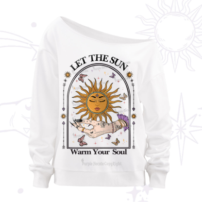 Purplehecate Let The Sun Warm Your Soul Off The Shoulder Sweatshirt