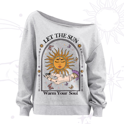 Purplehecate Let The Sun Warm Your Soul Off The Shoulder Sweatshirt