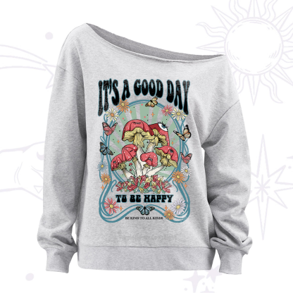Purplehecate It's A Good Day To Be Happy Off The Shoulder Sweatshirt