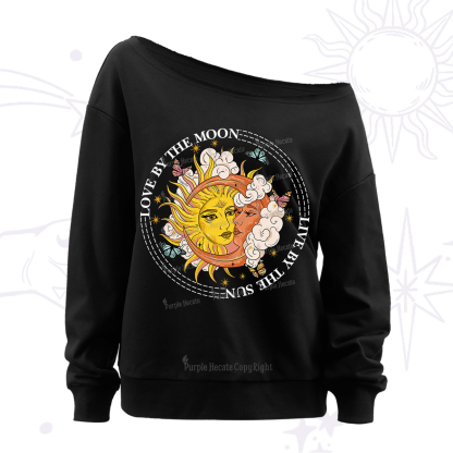 Purplehecate Live By The Sun Love By The Moon Off The Shoulder Sweatshirt