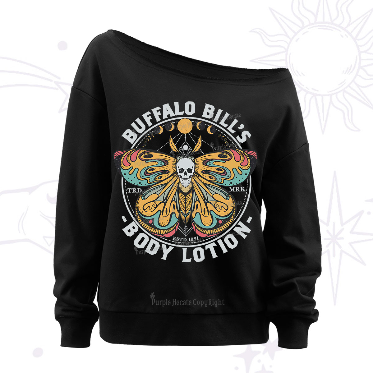 Purplehecate Mystic Butterfly Off The Shoulder Sweatshirt