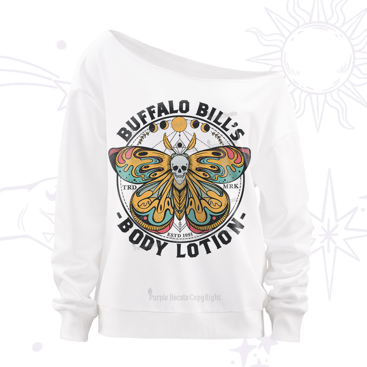 Purplehecate Mystic Butterfly Off The Shoulder Sweatshirt