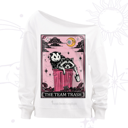 Purplehecate The Team Trash Raccoon & Possum Tarot Off The Shoulder Sweatshirt