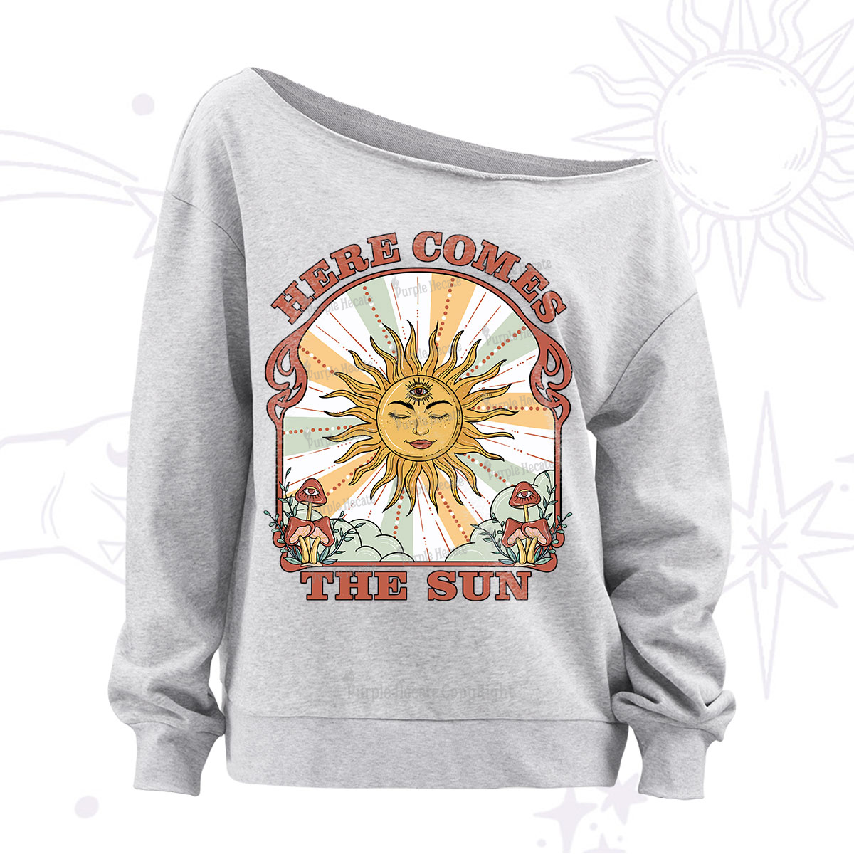 Purplehecate Here Comes The Sun Off The Shoulder Sweatshirt